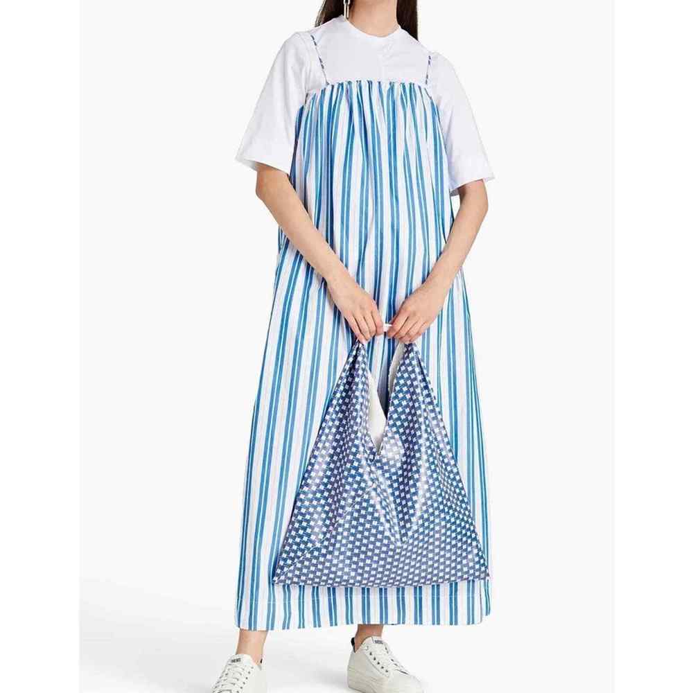 Ganni Striped organic cotton-poplin maxi dress Size 36 Or 6